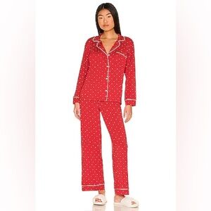 Eberjay Gisele The Long PJ Set in Envelope Heart, Haute Red, & Bone Sz M/XS